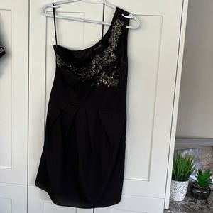 One shoulder mini black sparkle dress from forever 21. Size medium.